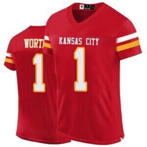 Mens Youths Kids Xavier Worthy Red Vapor Stitched Jersey